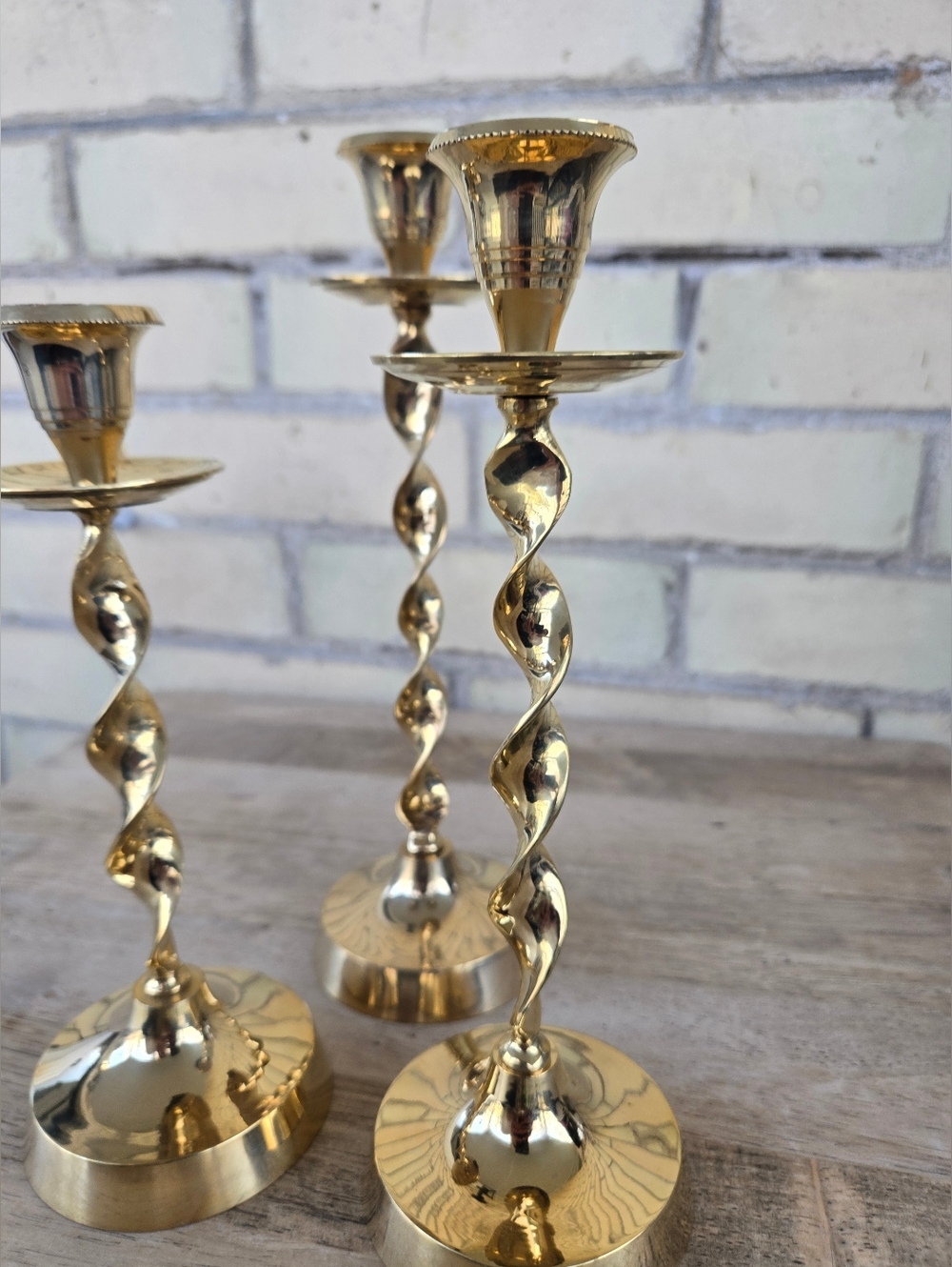 Twisted Brass Candle Holders - Picture 4 of 5